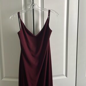 Shelli Segel long wine colored evening, dressed with beaded straps